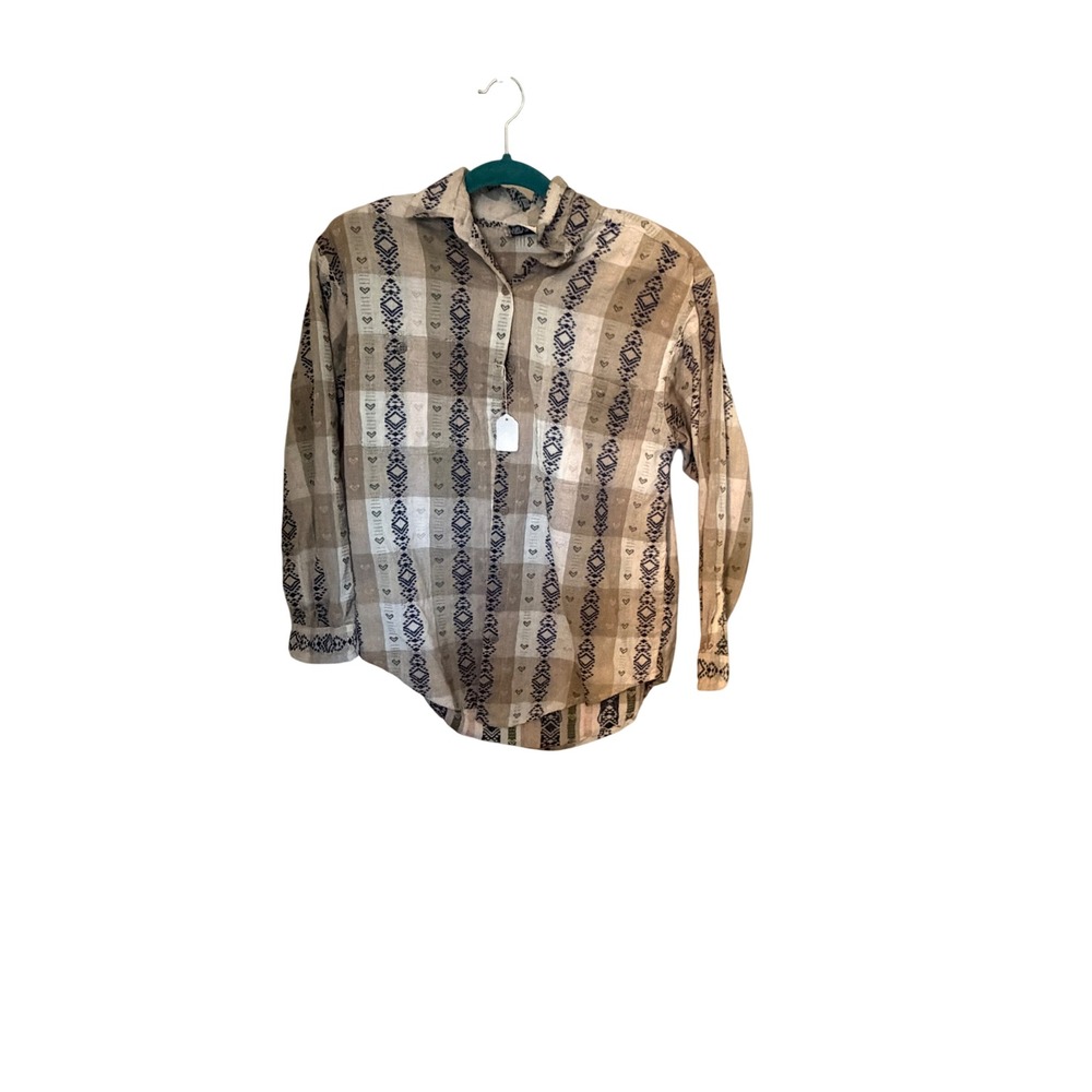 Casey & Max Womens Plaid Southwestern Heart Print Cotton Button Down Shirt M